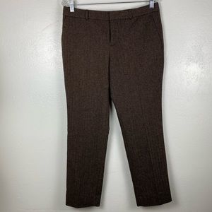 Banana Republic Wool Reegan Herringbone Brown Career Trouser Pants Size 8 Petite